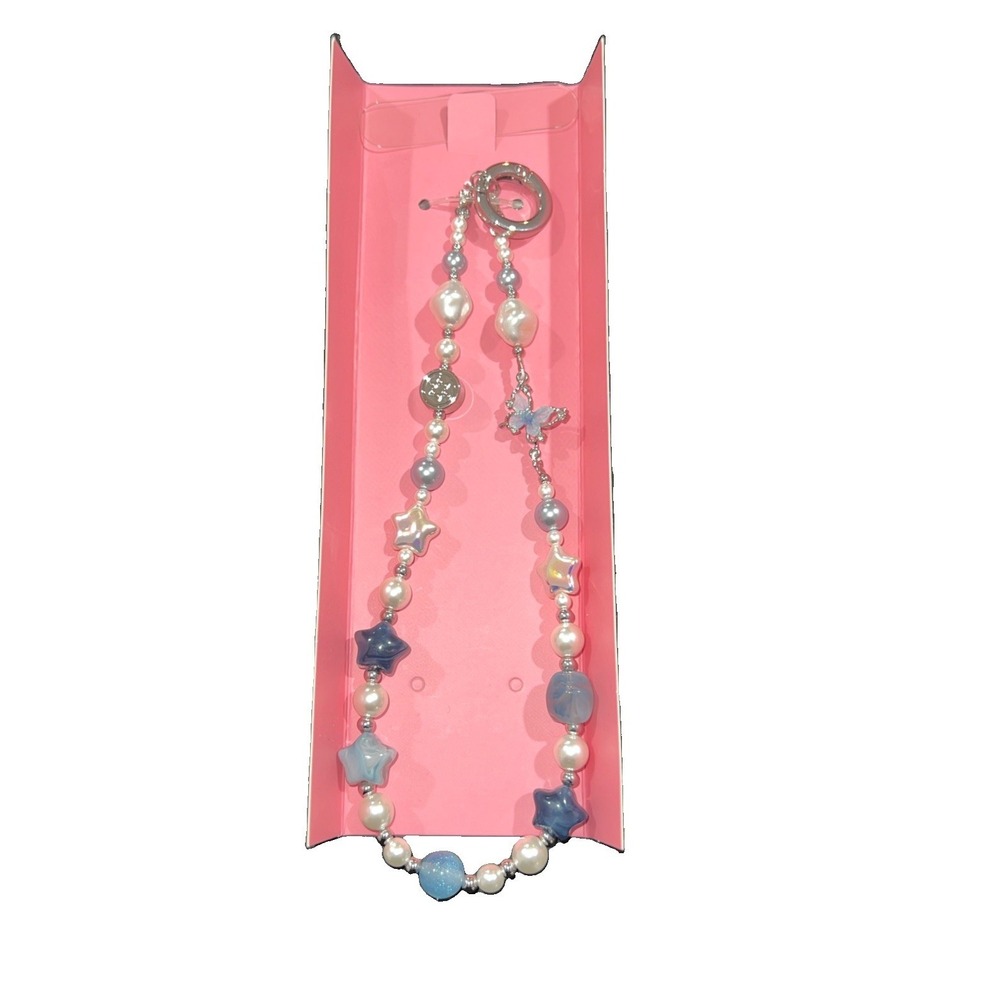 N35/ Sparkling Pink Phone Charm, Beaded Phone Wrist Strap For Women